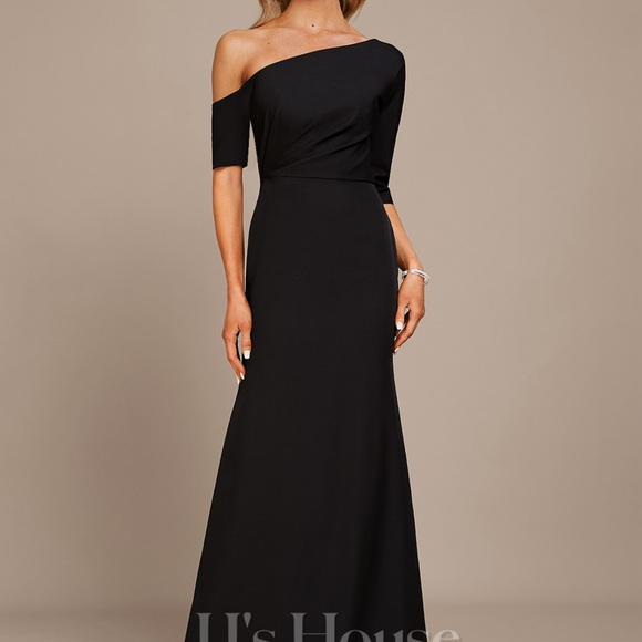 JJ’s House Sheath/Column Asymmetrical Floor-Length Stretch Crepe - Picture 6 of 9